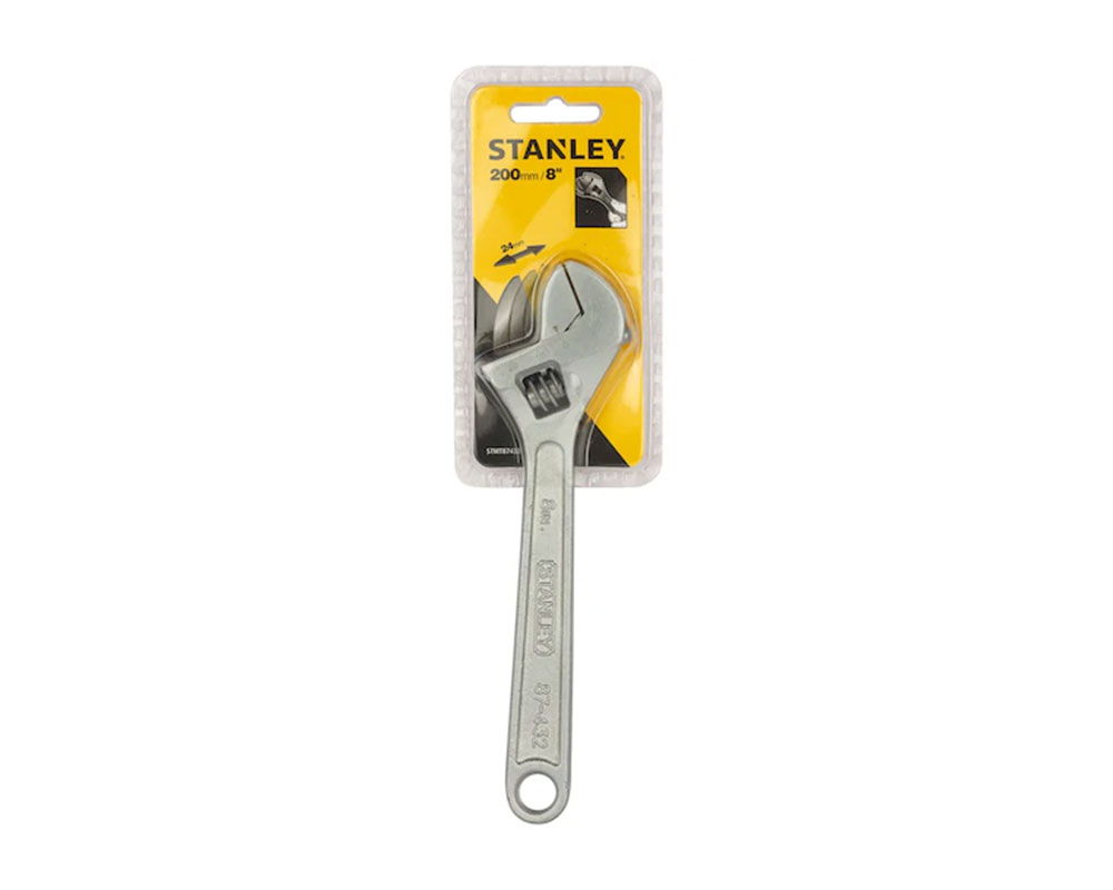 STANLEY 187432 ADJUSTABLE SPANNER CHROME PLATED 200MM