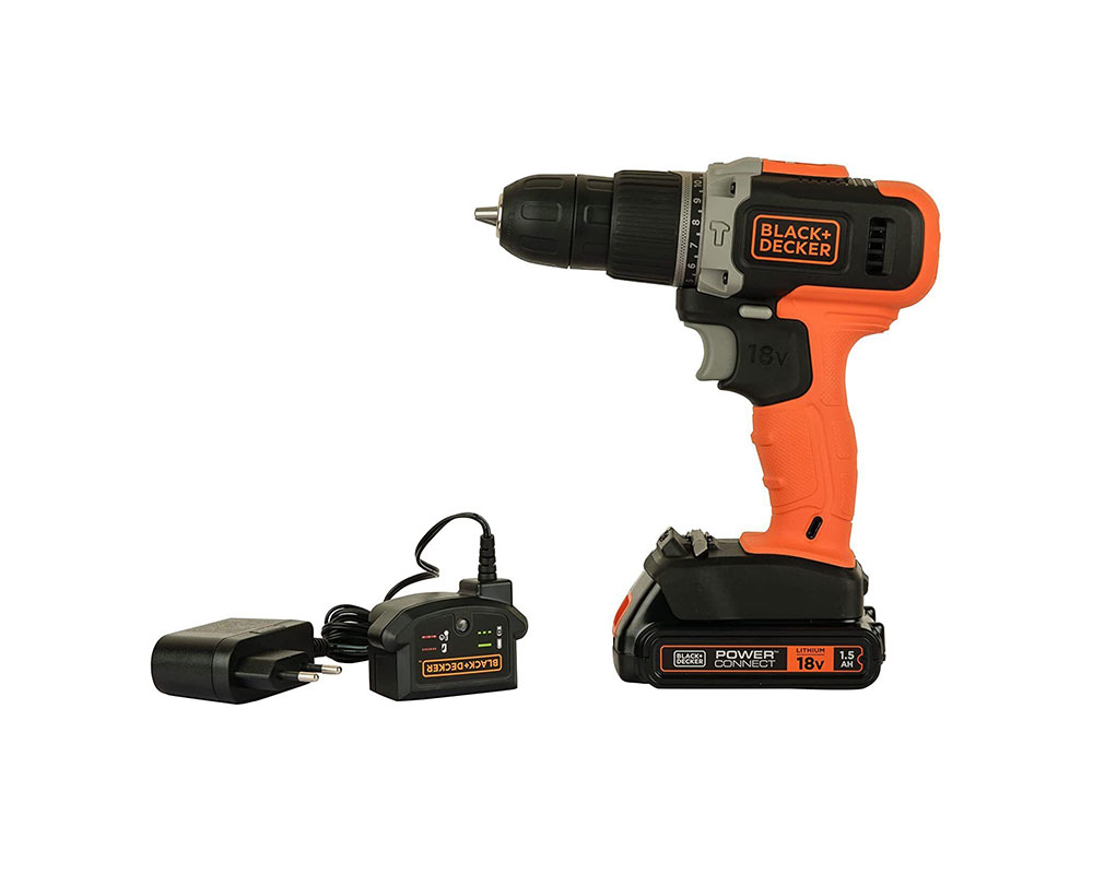 BLACK&DECKER CORDLESS HAMMER DRILL, 18V ORANGE/BLACK